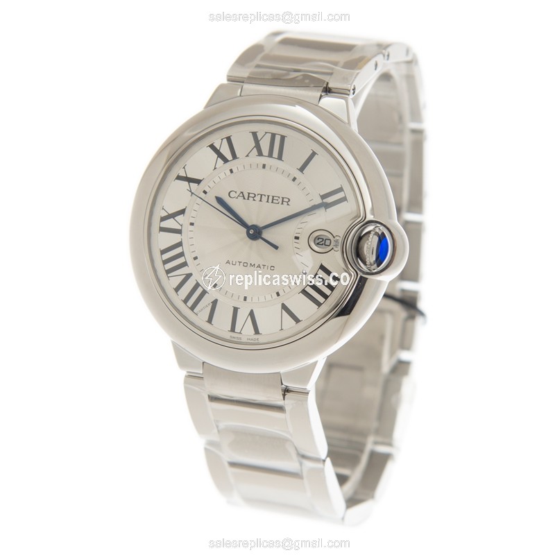 Cartier Ballon Bleu Replica - Automatic - Steel Case - White Dial - Silver Steel Strap - View 3