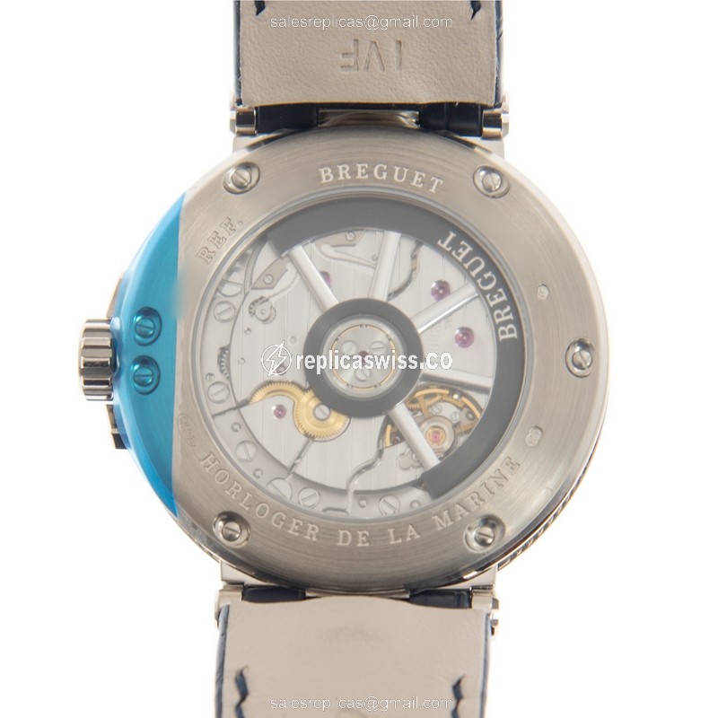 Breguet 5517BB/Y2/9ZU Marine - Auto 18kt White Gold - Blue Dial - Blue Rubber Strap - View 3