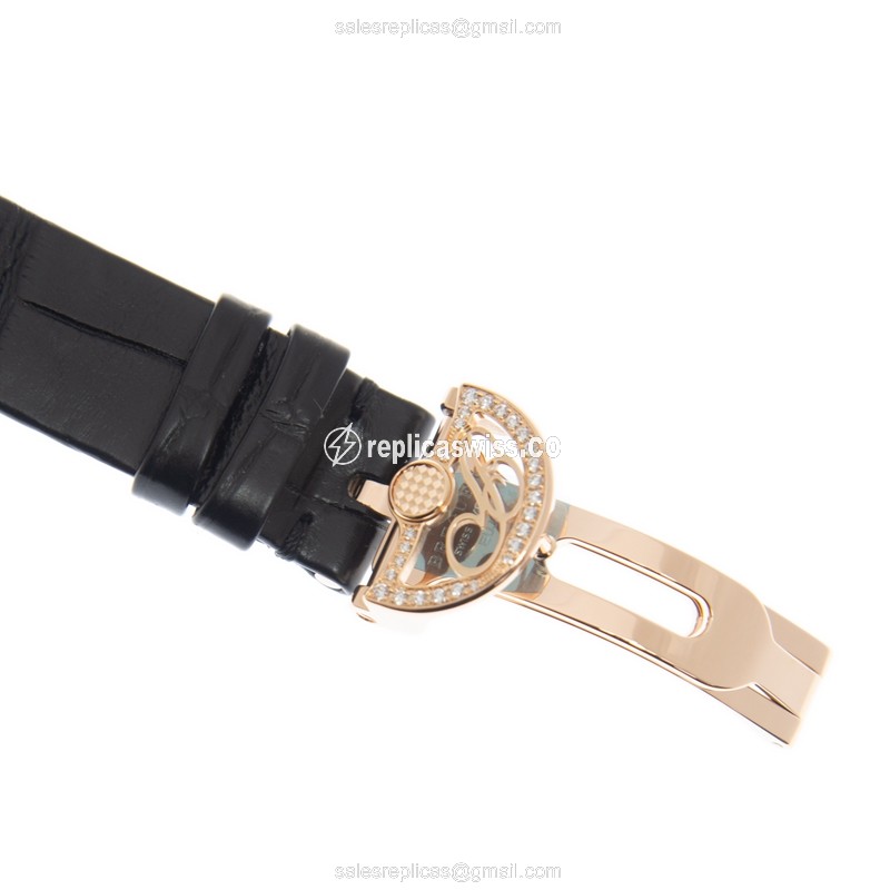 Breguet REINE DE NAPLES Replica - Automatic - 18kt Rose Gold Case - Diamond - Silver Dial - Black Alligator Strap - View 4