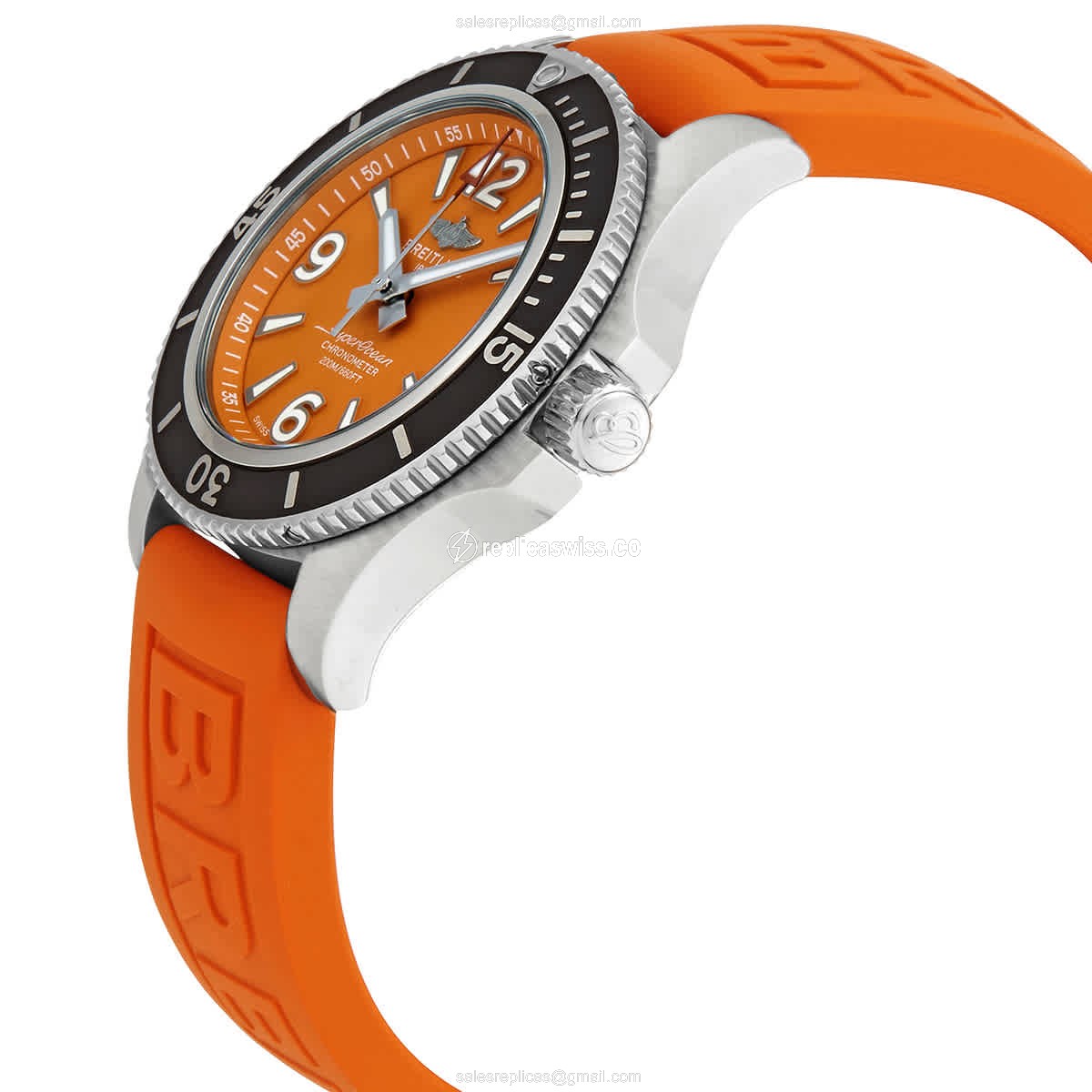 Breitling Superocean 36 Replica - Automatic - Orange Dial - Steel Case - Orange Rubber Strap - View 2