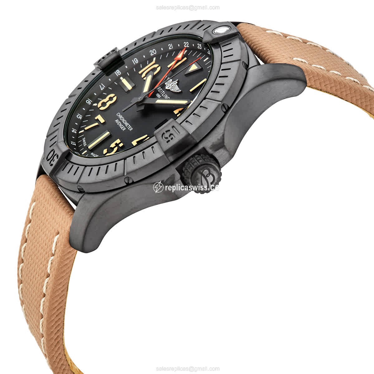 Breitling Avenger II Watch - Automatic - Steel - Black Dial - View 2