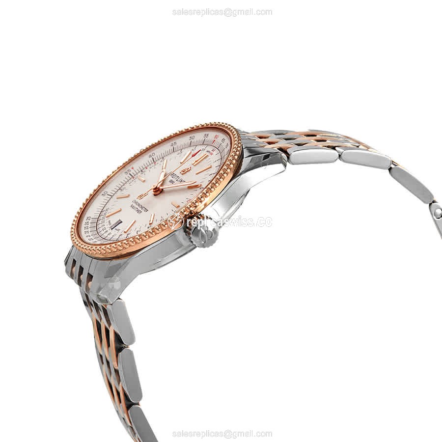 Breitling Navitimer Replica - Automatic - Gold-Plated Steel Case - White Dial - Gold Strap - View 2