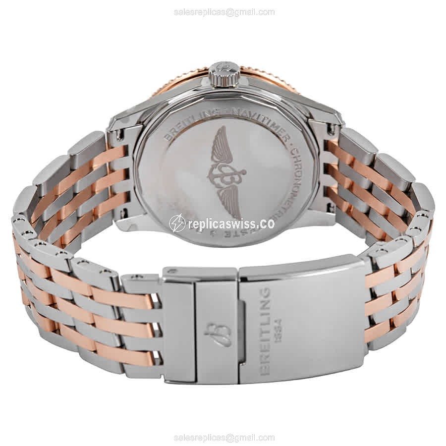 Breitling Navitimer Replica - Automatic - Gold-Plated Steel Case - White Dial - Gold Strap - View 3
