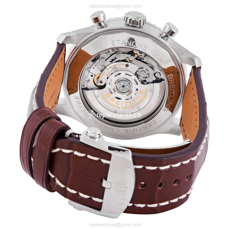 Breitling Aviator 8 Replica - Automatic - Stainless - Blue Dial - Brown Leather - View 3