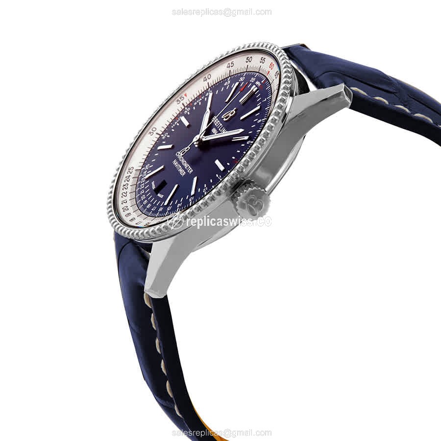 Breitling A17326211C1P3 NAVITIMER 1 - Auto - Blue Dial - Steel Case - Blue Alligator Strap - View 2