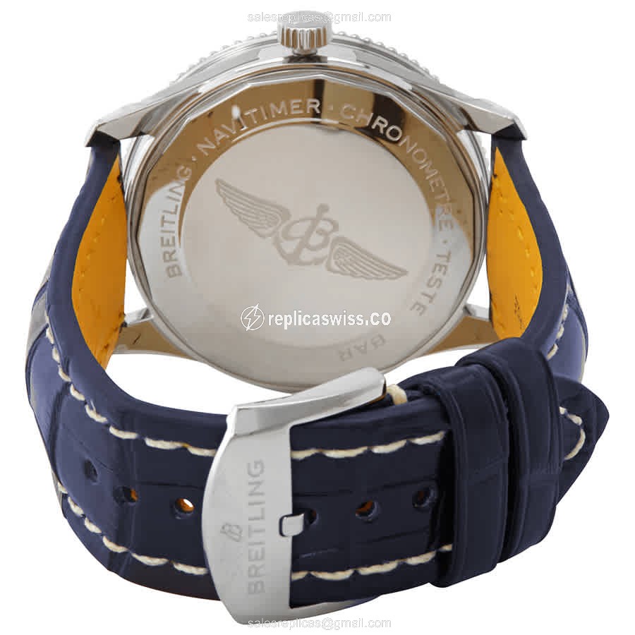 Breitling A17326211C1P3 NAVITIMER 1 - Auto - Blue Dial - Steel Case - Blue Alligator Strap - View 3