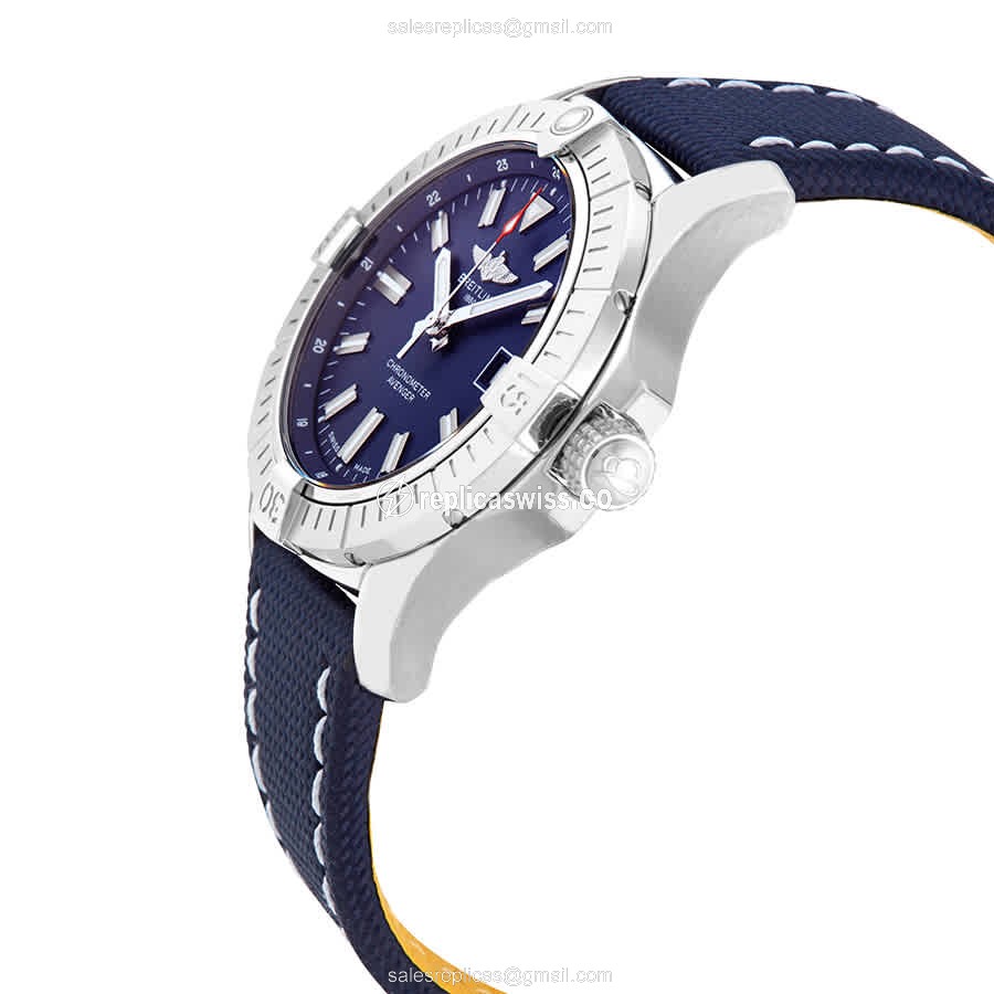 Breitling Avenger II Replica - Automatic - Blue Dial - Leather Blue Strap - View 2