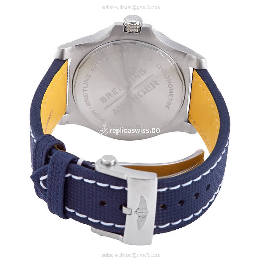 Breitling Avenger II Replica - Automatic - Blue Dial - Leather Blue Strap - View 3