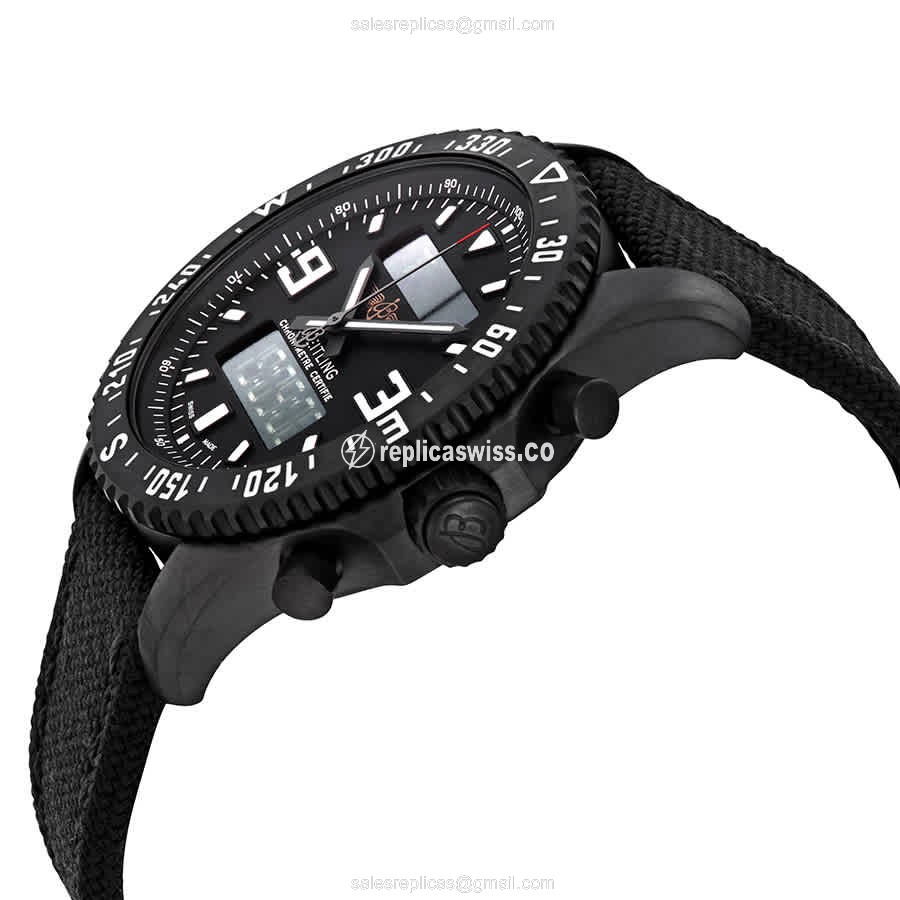 Breitling Chronospace Quartz Steel Black Dial Leather Black Buckle Case - View 2