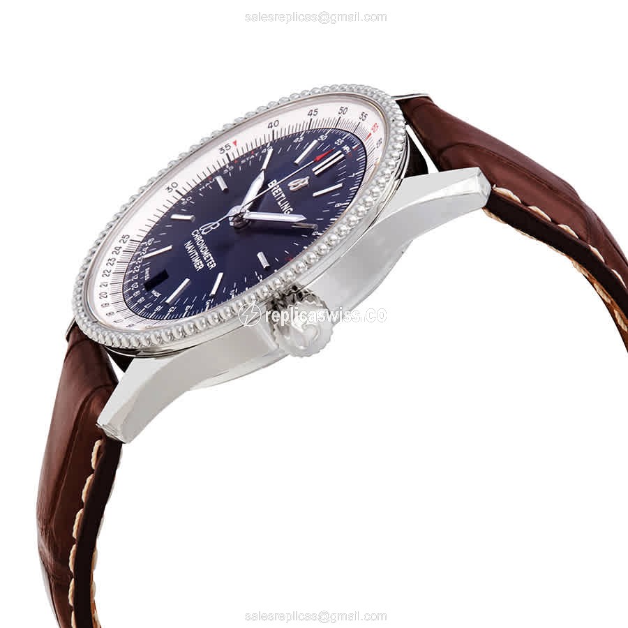 Breitling A17325211C1P2 NAVITIMER 1 - Automatic - Blue Dial - Steel Case - Brown Alligator Buckle - View 2