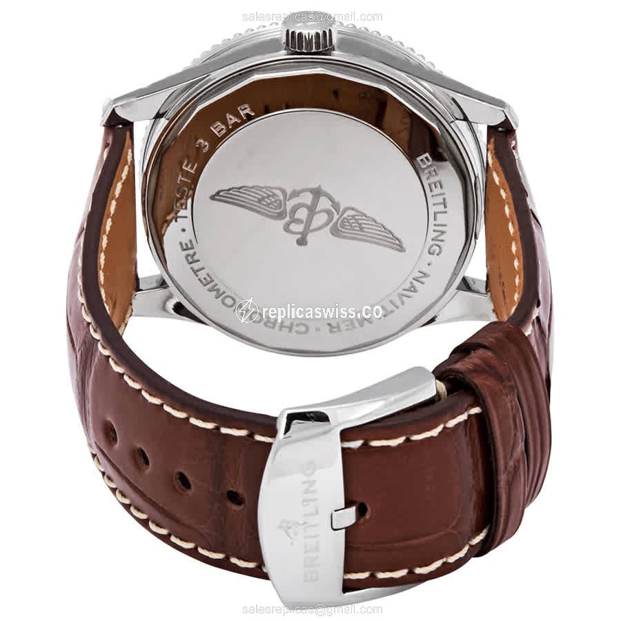 Breitling A17325211C1P2 NAVITIMER 1 - Automatic - Blue Dial - Steel Case - Brown Alligator Buckle - View 3
