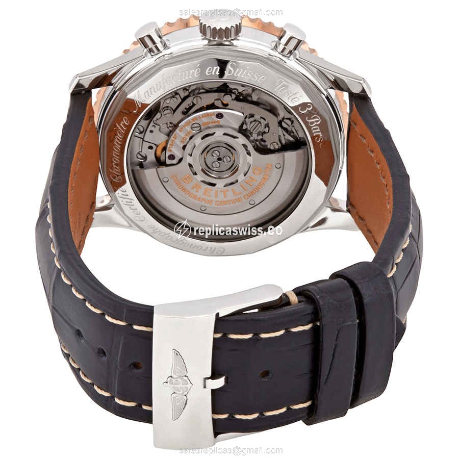 Breitling NAVITIMER 1 - Automatic - Stainless Steel - Gray Dial - Black Alligator Strap - Buckle Clasp - View 3