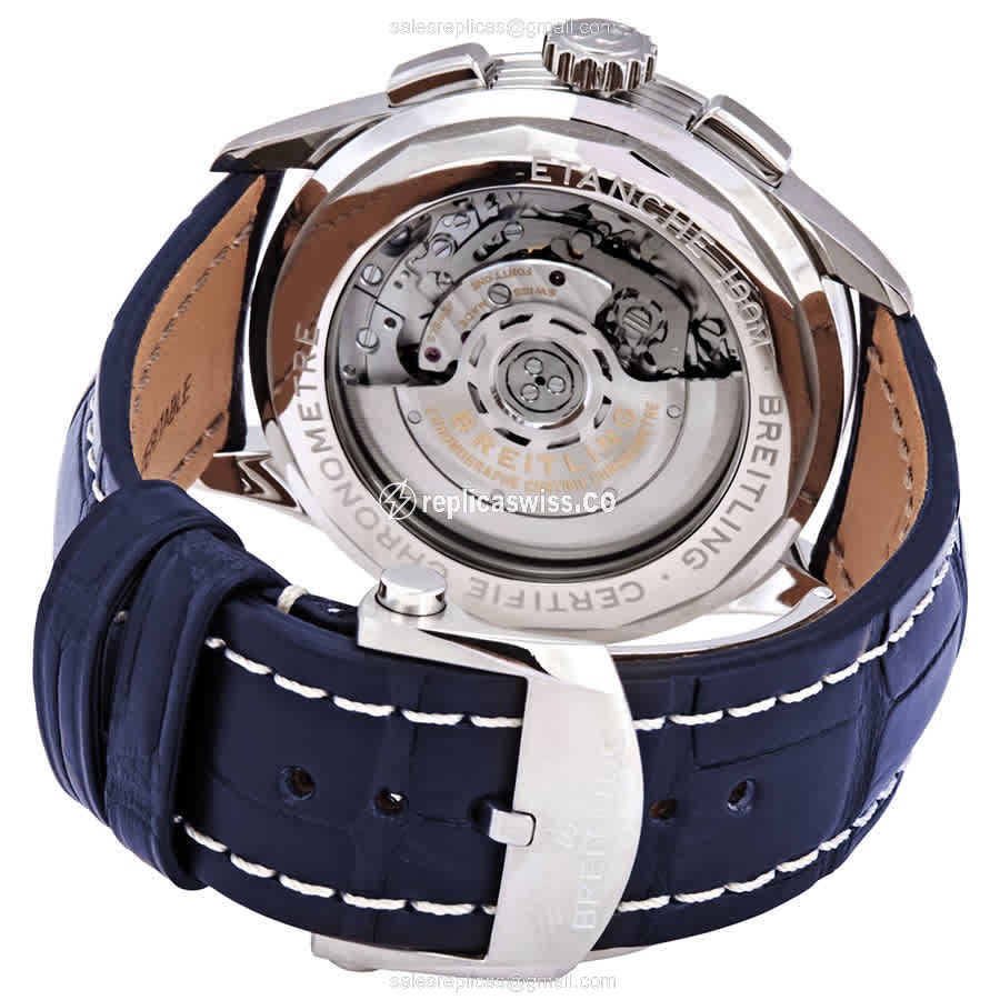 Breitling Premier Replica - Automatic - Steel Case - Blue Dial - Blue Alligator Strap - View 3