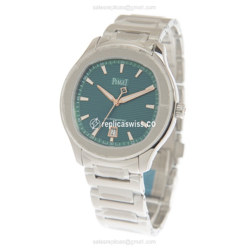 Piaget Polo Replica - Automatic - Green Dial - Steel Case - Silver Band - View 3