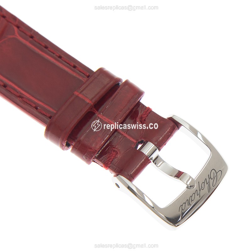 Chopard Happy Sport Replica - Auto - 18kt Rose Gold - Silver Dial - Red Alligator Strap - View 4