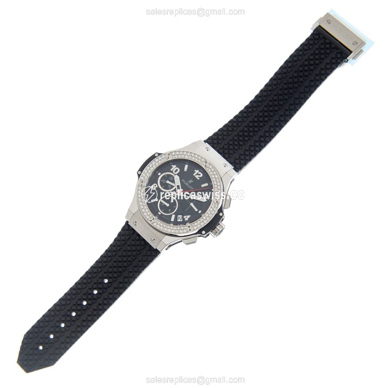 Hublot Big Bang Replica Watch - Auto - Diamonds - Black Dial - View 2