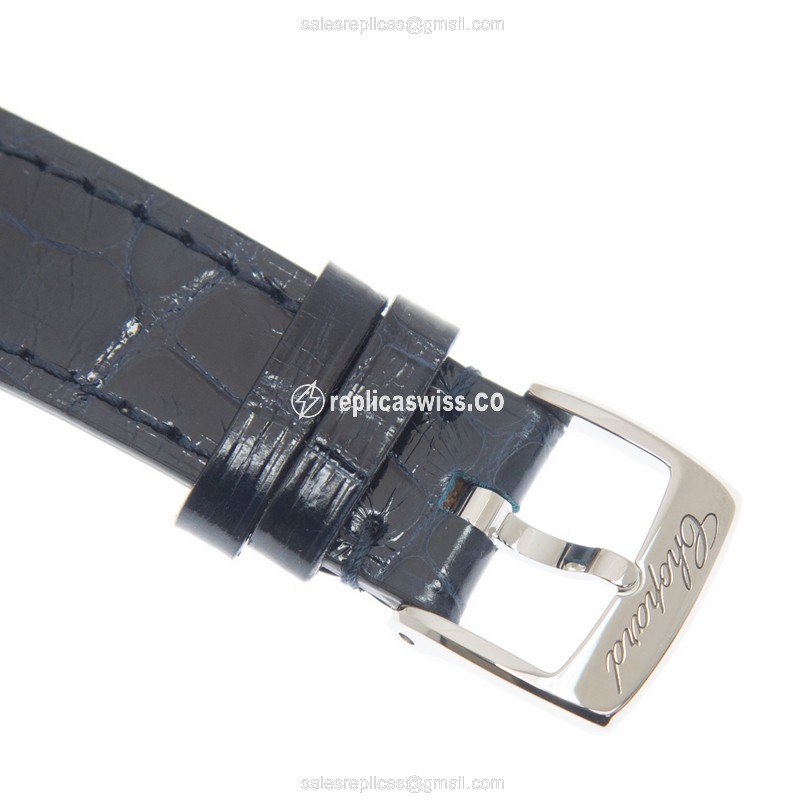 Chopard Happy Sport 278608-6001 Replica - Automatic - Rose Gold & Steel - Silver Dial - Leather Blue Strap - View 4