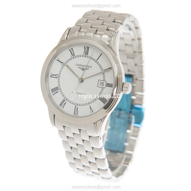 Longines L4.984.4.21.6 Flagship - Automatic - Steel Case - White Dial, Silver Clasp - View 3