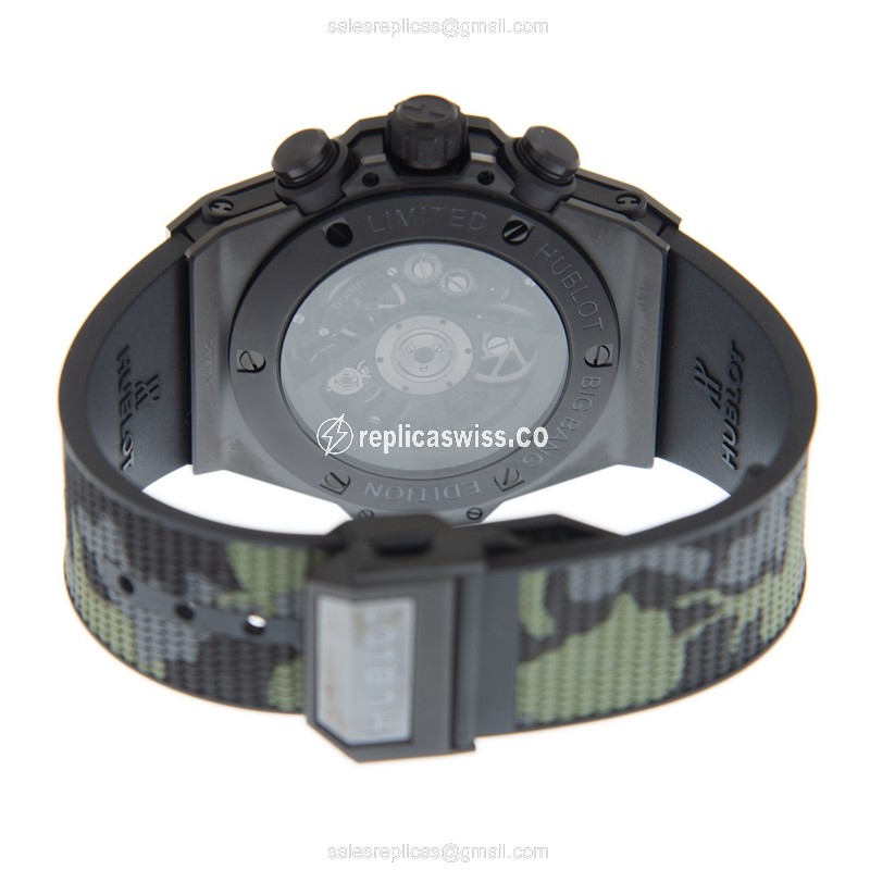 Hublot Big Bang Replica - Automatic - Ceramic Case - Green Dial - Rubber Green Strap - View 4