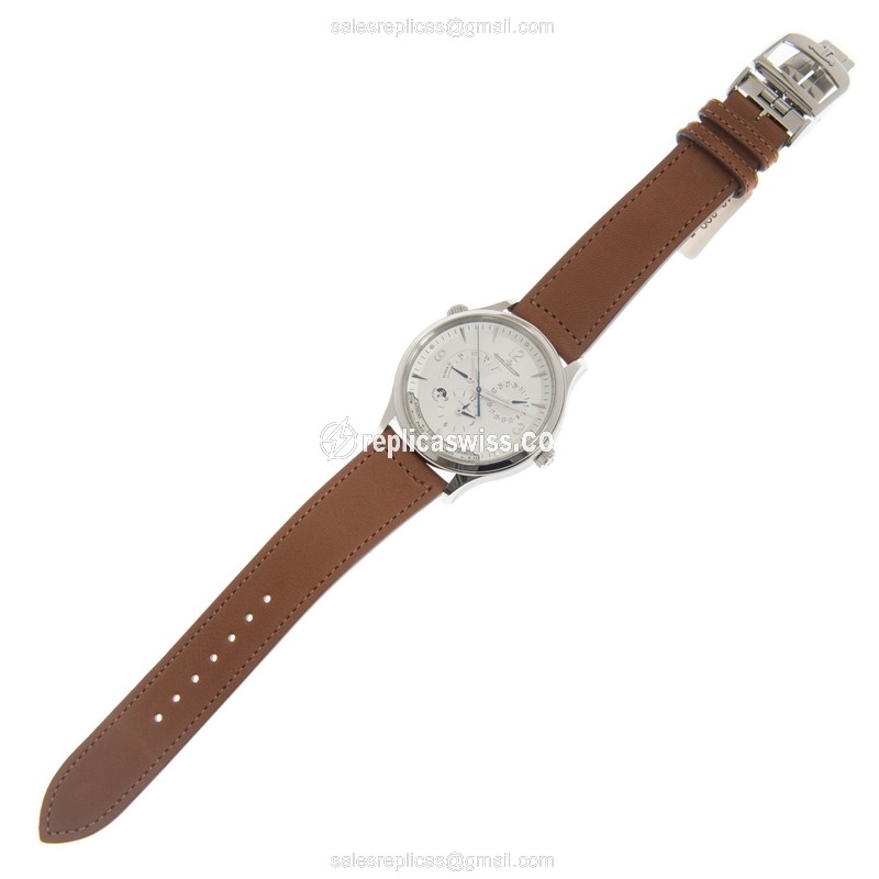 Jaeger-Lecoultre Q4128420 Replica - Ultra Thin - Automatic - Silver Dial - Brown Leather Strap - View 2