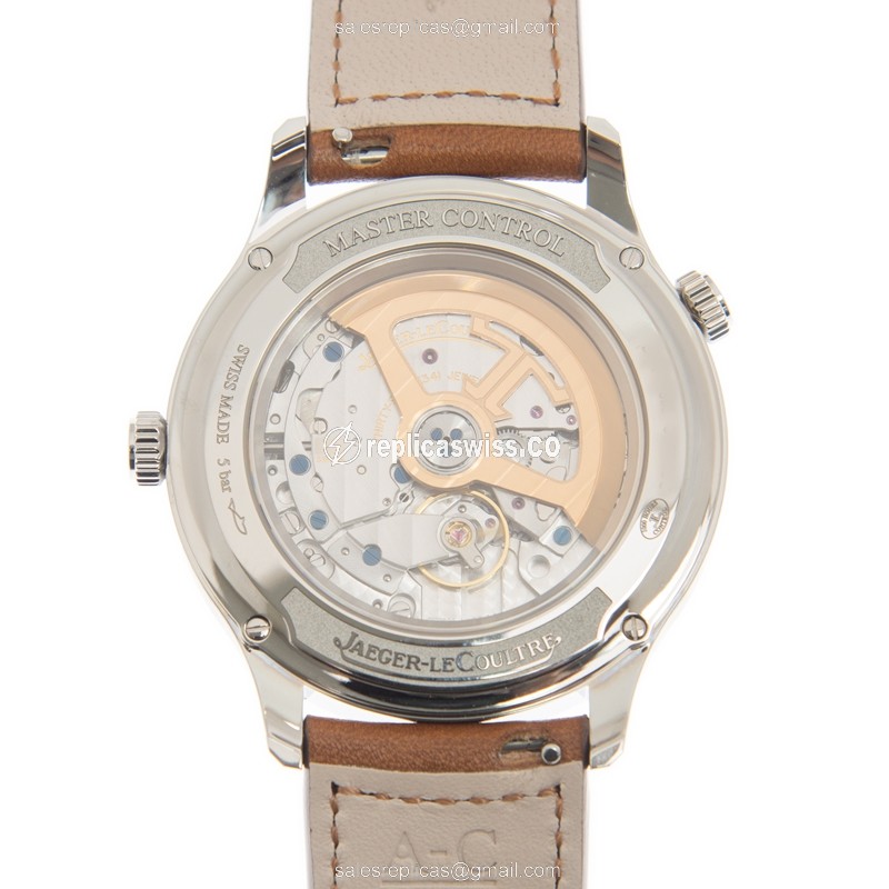 Jaeger-Lecoultre Q4128420 Replica - Ultra Thin - Automatic - Silver Dial - Brown Leather Strap - View 3