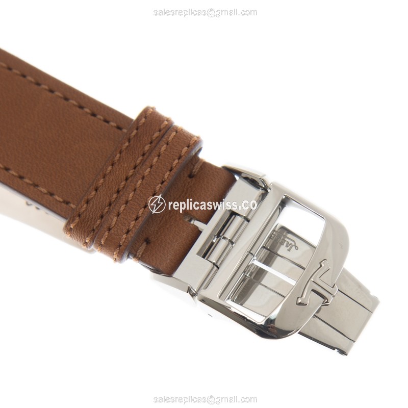 Jaeger-Lecoultre Q4128420 Replica - Ultra Thin - Automatic - Silver Dial - Brown Leather Strap - View 4