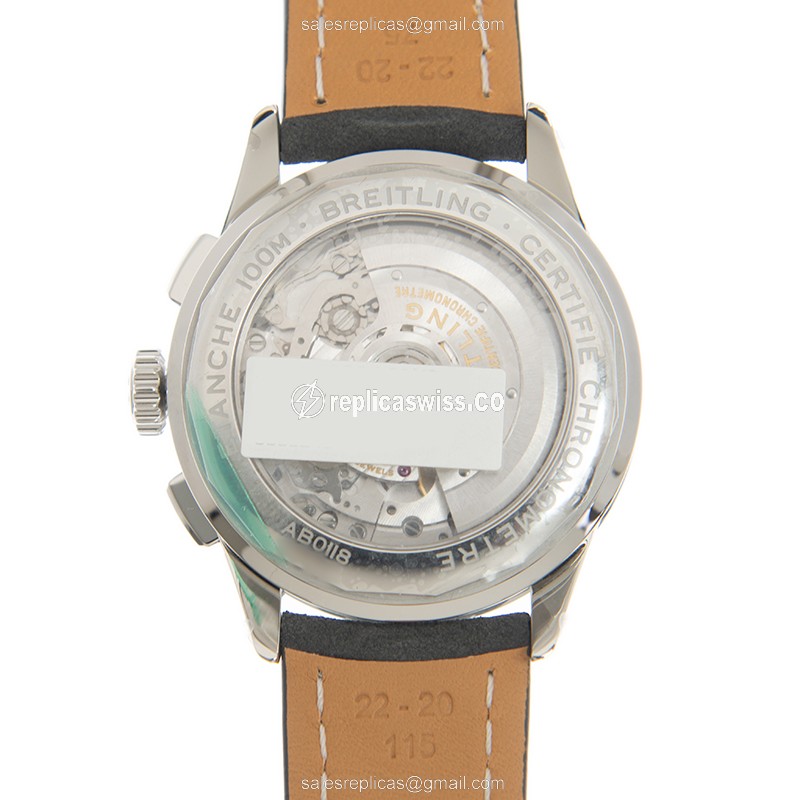 Breitling Premier AB0118221G1X2 - Automatic - Stainless Steel - White Dial - Leather Grey Strap - View 3