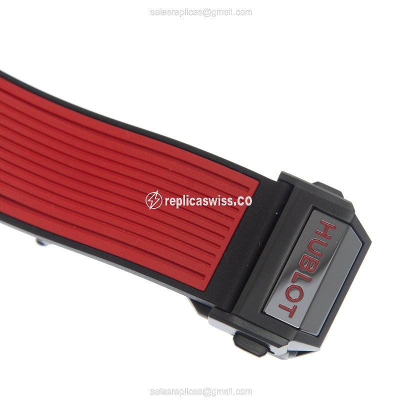 Hublot Big Bang Replica - Automatic - Ceramic - Red Dial - Rubber Strap - Clasp - View 4