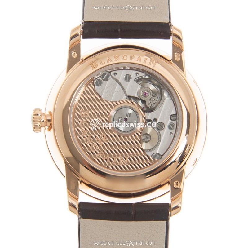 Blancpain 6126-3642-55A Classic - Automatic 18kt Rose Gold - White Dial - Brown Alligator Strap - View 3