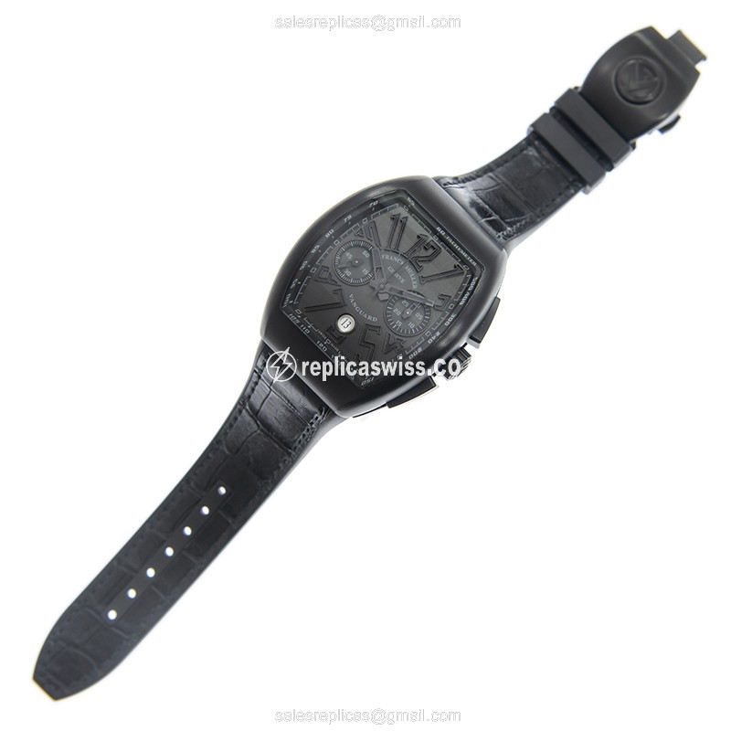 Franck Muller V45CCDT Vanguard - Auto - Titanium Case - Black Dial - Leather Strap - View 2