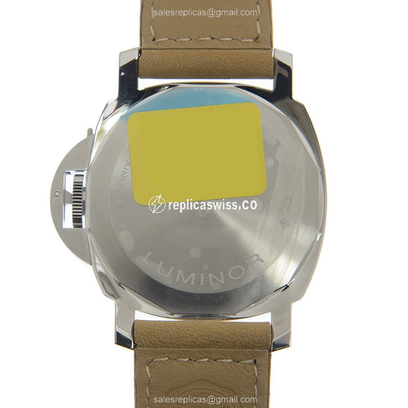Panerai PAM01086 LUMINOR Logo - Manual Wind - Steel Case - Black Dial - Brown Leather Strap - View 3