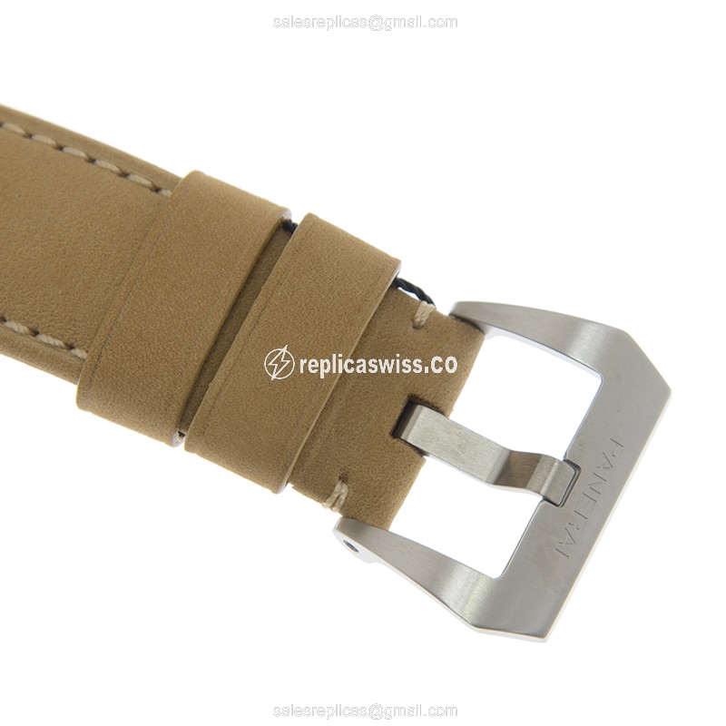 Panerai PAM01086 LUMINOR Logo - Manual Wind - Steel Case - Black Dial - Brown Leather Strap - View 4