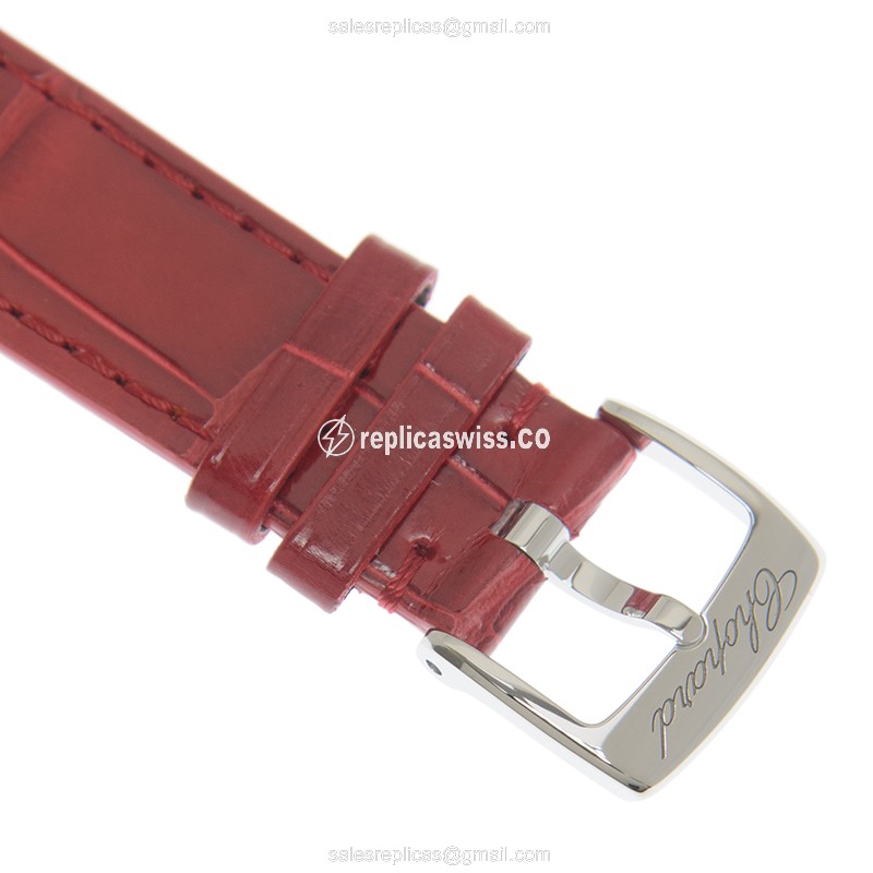 Chopard Happy Sport Replica - Automatic - 18kt Rose Gold - Silver Dial - Pink Alligator Strap - Buckle Clasp - View 4