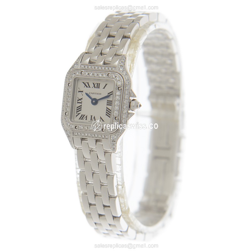 Cartier Panthere Replica Watch - Quartz - Silver Dial - View 3