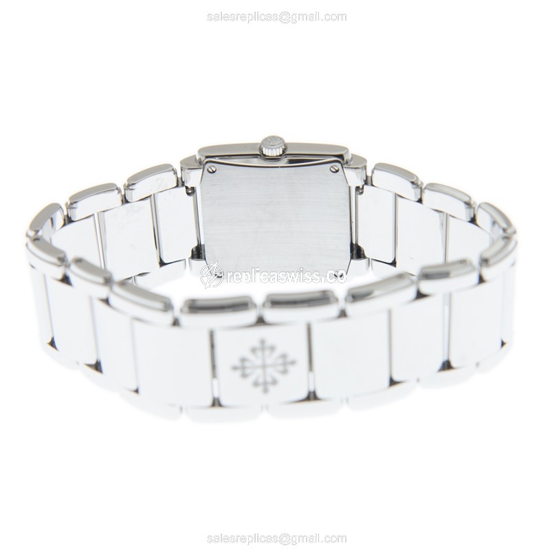 Patek Philippe TWENTY-4 Quartz - Diamond-Case Black Dial - Silver Steel Strap - Clasp - View 4