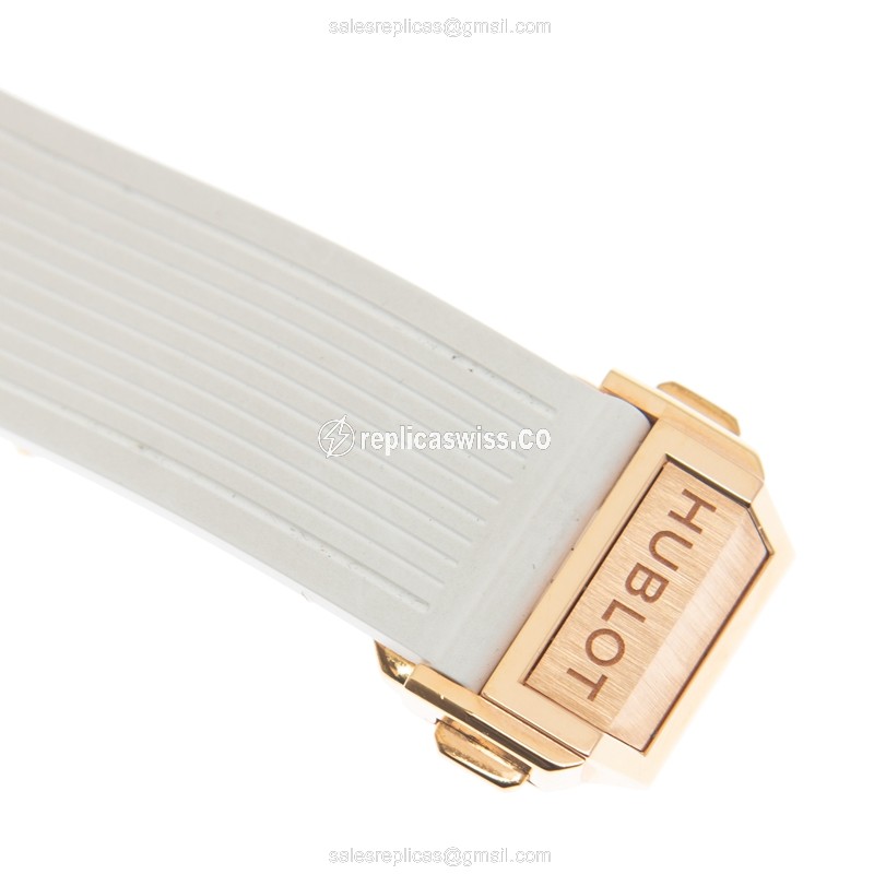 Hublot Big Bang Replica - 18kt Rose Gold - Diamonds - Automatic - White Dial - Rubber Strap - View 4