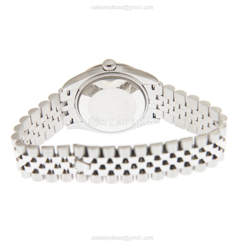 Rolex Datejust Replica - Automatic - 18kt White Gold & Steel - Green Dial - Silver Steel Strap - View 4
