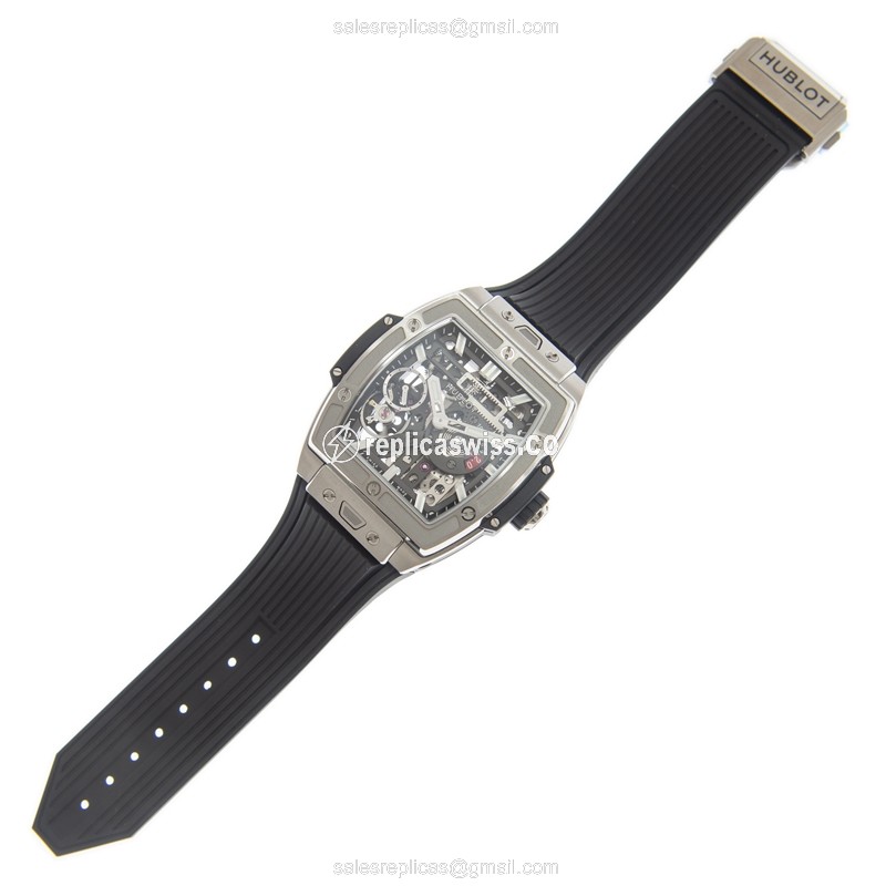 Hublot BIG BANG Replica - Automatic - Titanium Case - Transparent Dial - Black Rubber Strap - View 2