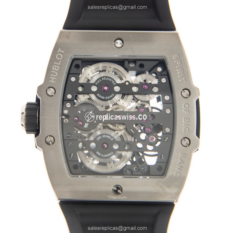 Hublot BIG BANG Replica - Automatic - Titanium Case - Transparent Dial - Black Rubber Strap - View 3