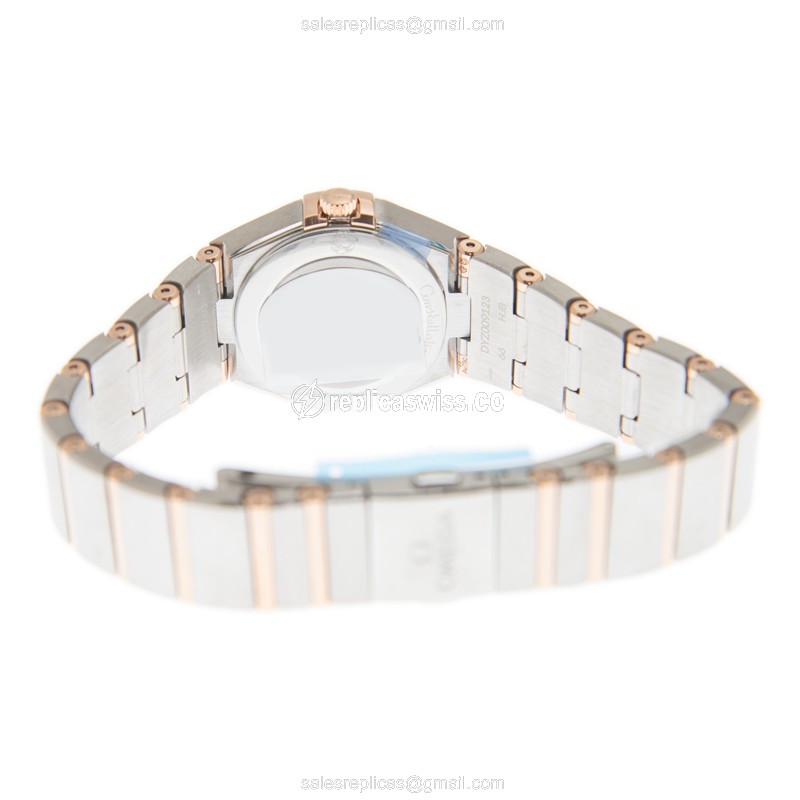 Omega Constellation Replica - Quartz - 18kt Rose Gold Case - Blue Dial - Steel Clasp & Gold Strap - View 4