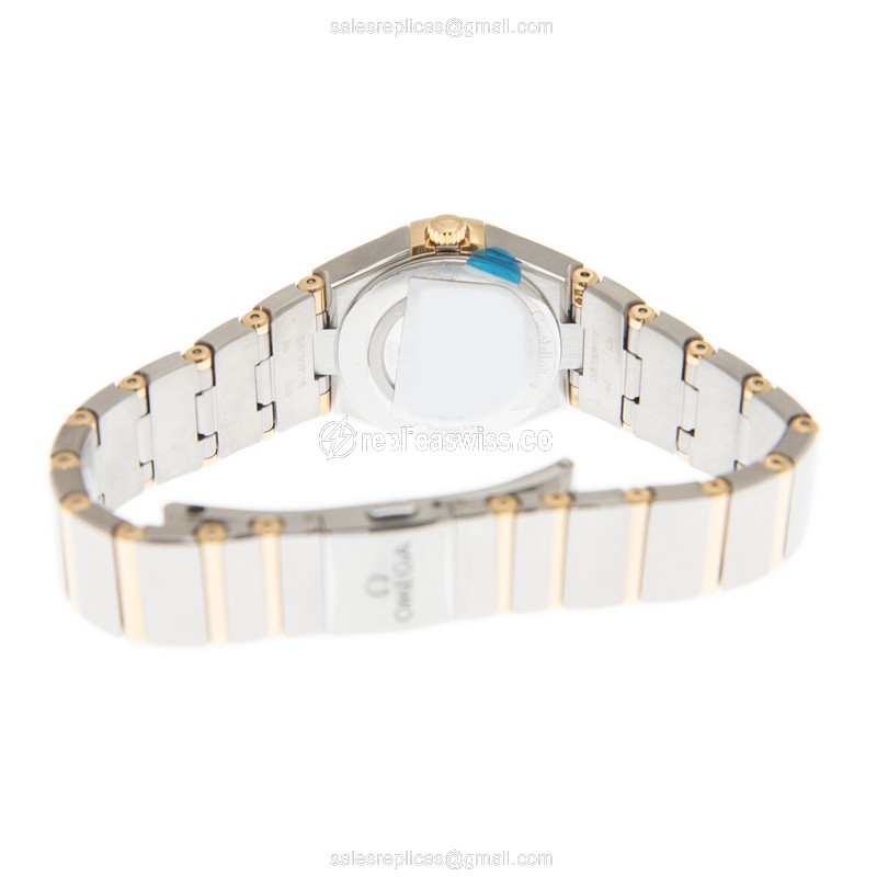 Omega Constellation Quartz Replica - 18kt Gold & Steel Case - Blue Dial - Gold Band - View 4