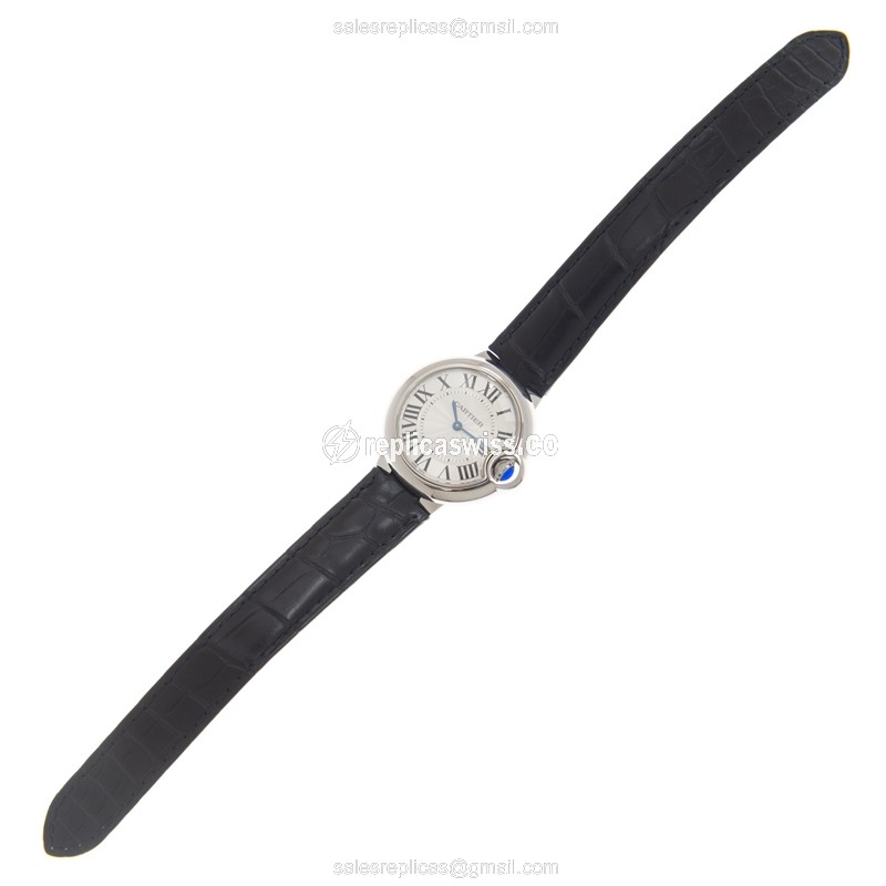 Cartier Ballon Bleu Quartz - Silver Dial - Steel Case - Black Alligator Strap - View 2