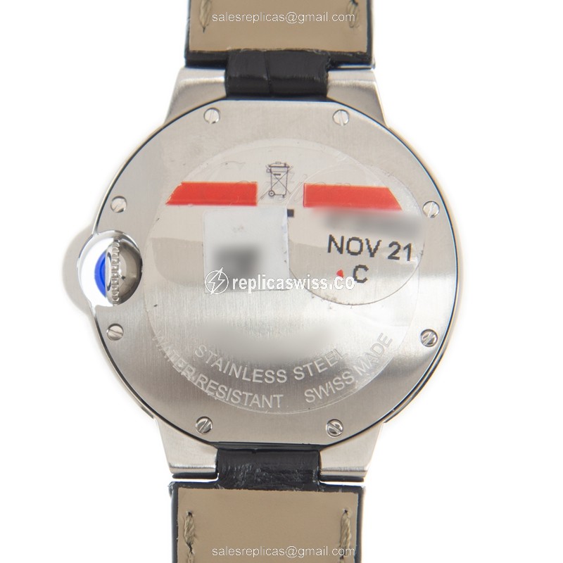 Cartier Ballon Bleu Quartz - Silver Dial - Steel Case - Black Alligator Strap - View 3