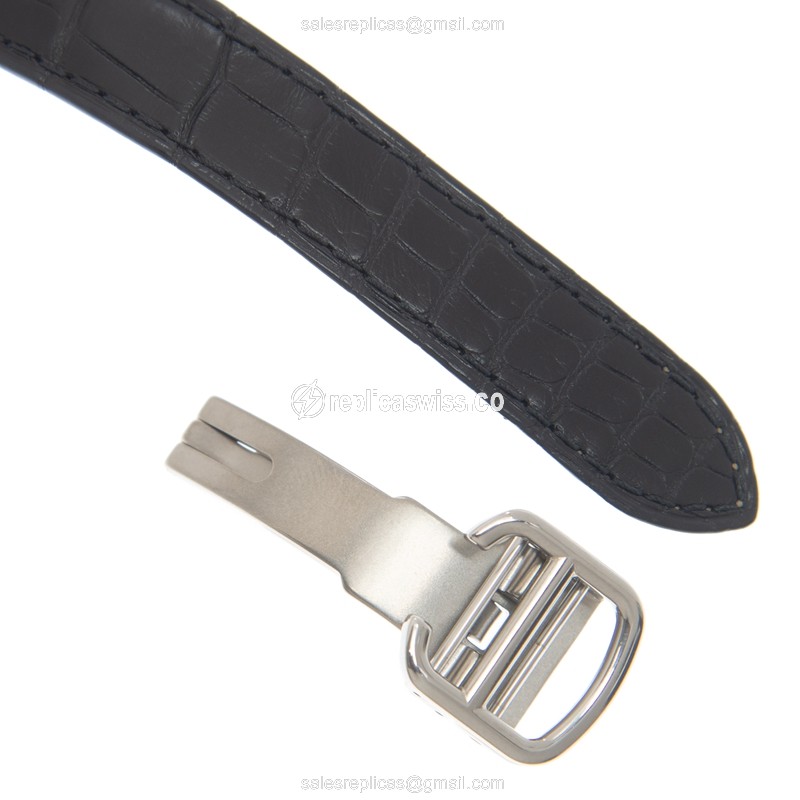Cartier Ballon Bleu Quartz - Silver Dial - Steel Case - Black Alligator Strap - View 4