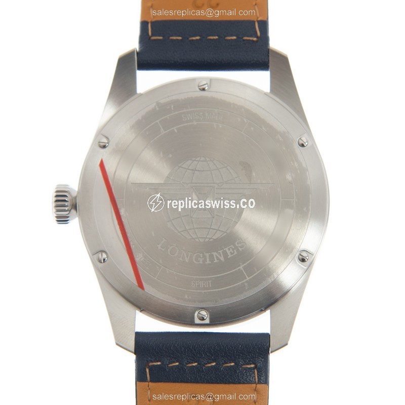 Longines Spirit Replica - Automatic - Steel Case - Blue Dial on Leather Strap - View 3