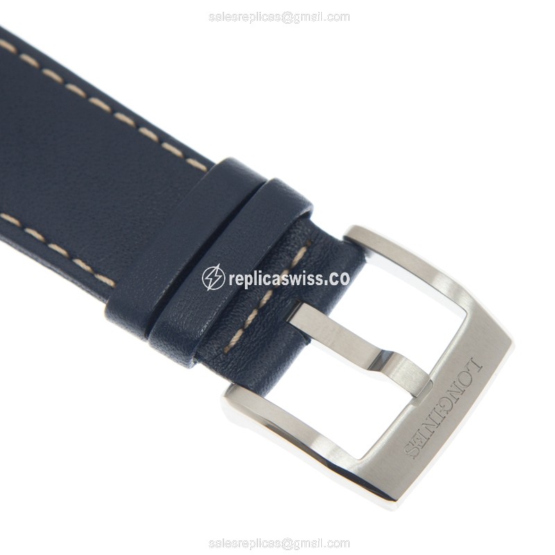 Longines Spirit Replica - Automatic - Steel Case - Blue Dial on Leather Strap - View 4