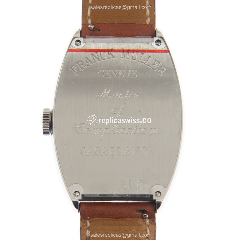 Franck Muller 6850 M C Replica - Automatic - Steel - Black - Brown Leather - Buckle - View 3