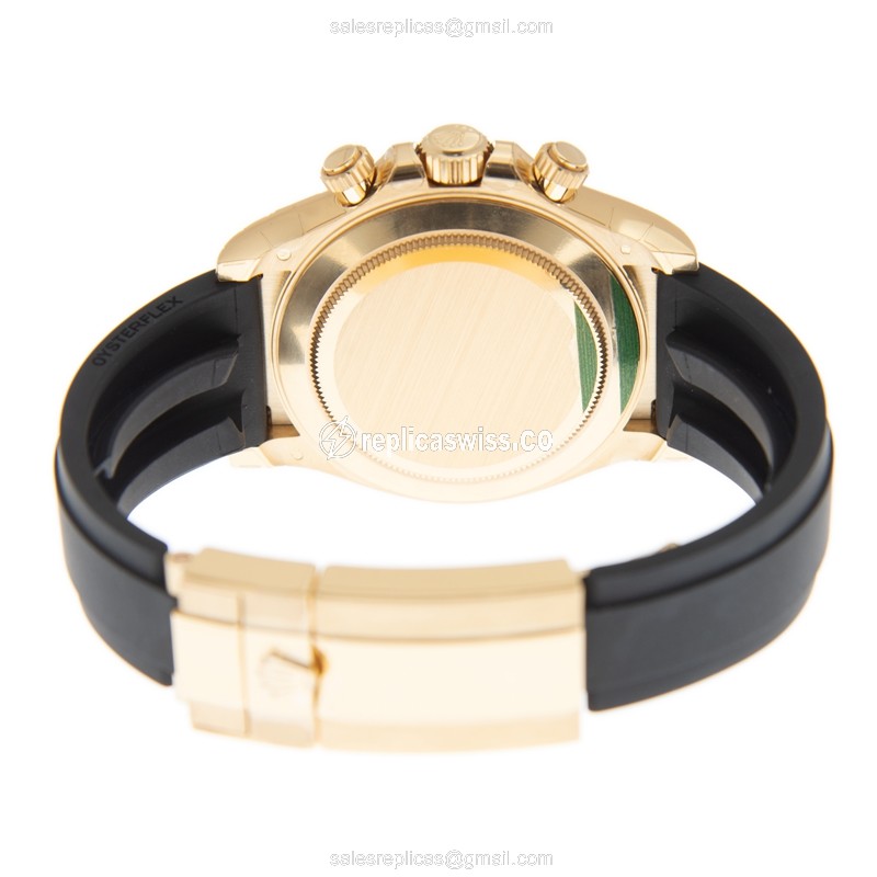 Rolex Daytona Replica | Automatic | 18kt Gold Case | Gold Dial | Black Rubber Strap - View 4