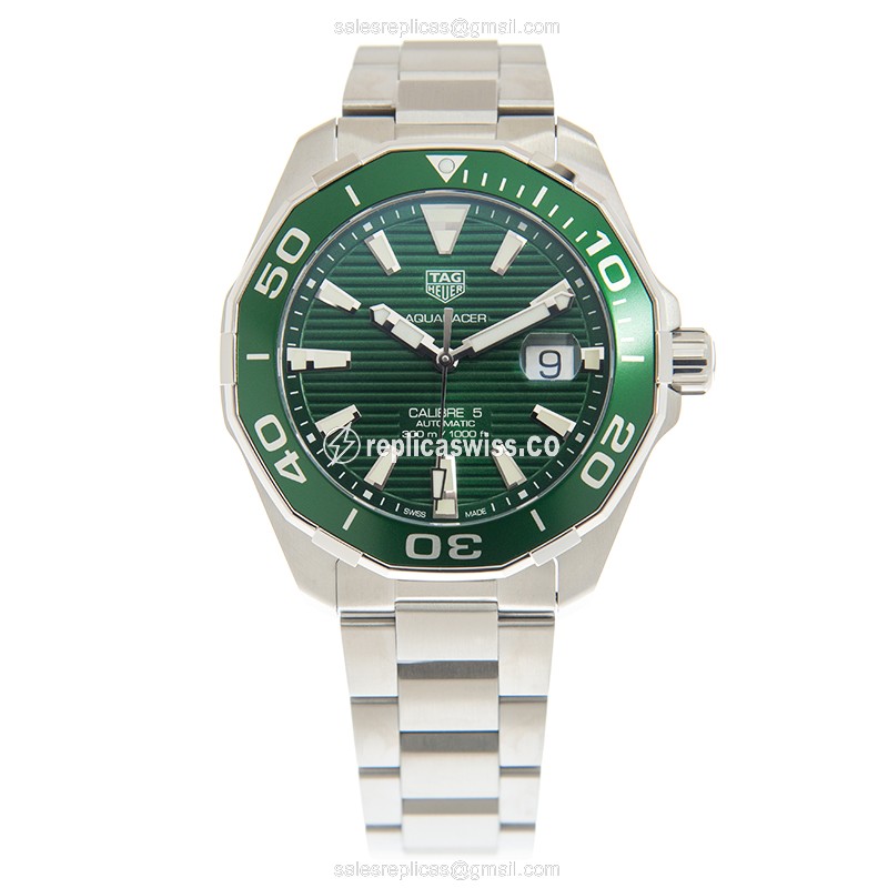 Tag Heuer AQUARACER Replica - Automatic - Green Dial - Steel Case & Band - Clasp - View 2