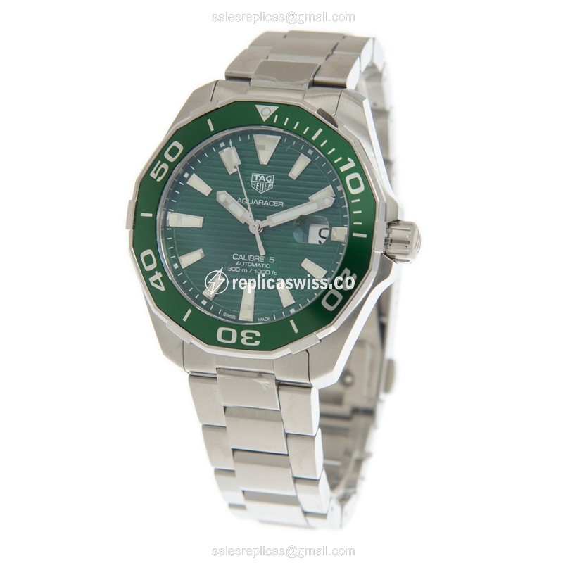 Tag Heuer AQUARACER Replica - Automatic - Green Dial - Steel Case & Band - Clasp - View 3